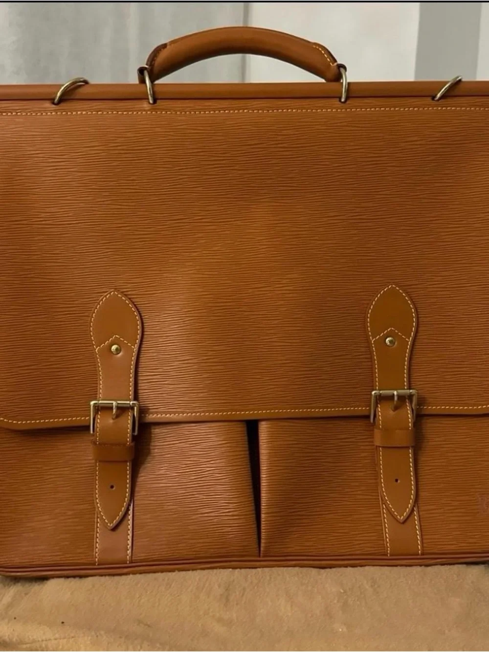 Louis Vuitton Cognac Epi Leather Laptop Messenger Bag
